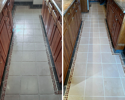 Floor Before and After a Grout Sealing in Manhattan, NY