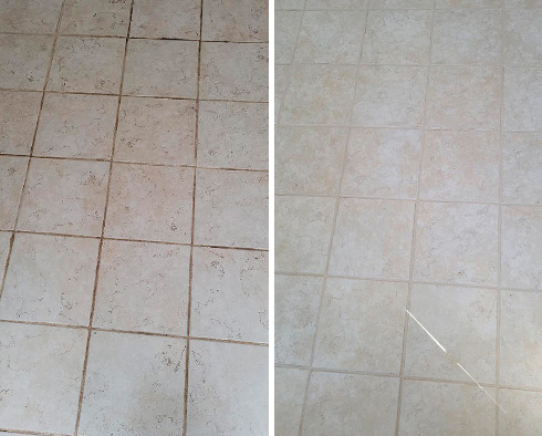 Floor Before and After a Grout Cleaning in Soho, NY