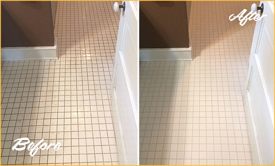 Before and After Picture of a East Village Bathroom Floor Sealed to Protect Against Liquids and Foot Traffic