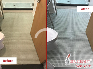 Before and After Picture of a Grout Sealing Service in Manhattanville, NY