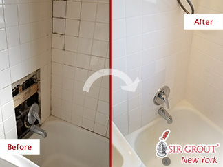 Before and after Picture of This Damaged Bathroom in Kips Bay, NY 