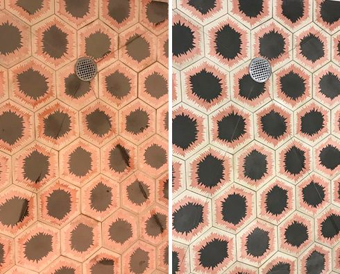 Before and After a Tile Cleaning Job in Manhattan, NY