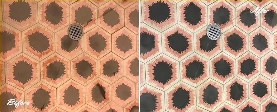 Shower Before and After a Tile Cleaning Service in Manhattan, NY