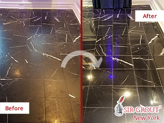 Before and After Picture of a Stone Honing Service in Manhattan, NY