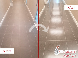 Before and After a Porcelain Floor Tile Sealing in Manhattan, NY