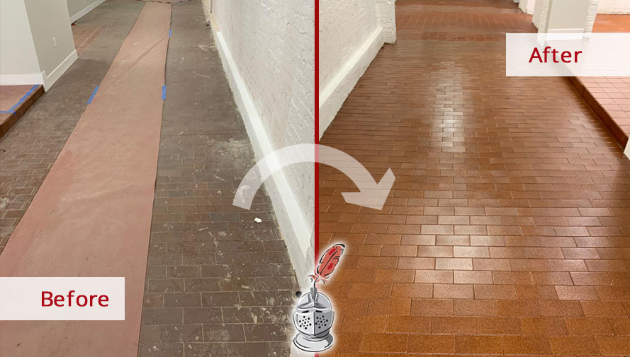 Before and After Picture of This Rental Building Hard Surface Restoration in Upper West Side