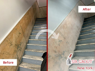 Image of a Marble Surface in a Residential Building After a Stone Honing in Soho, NY