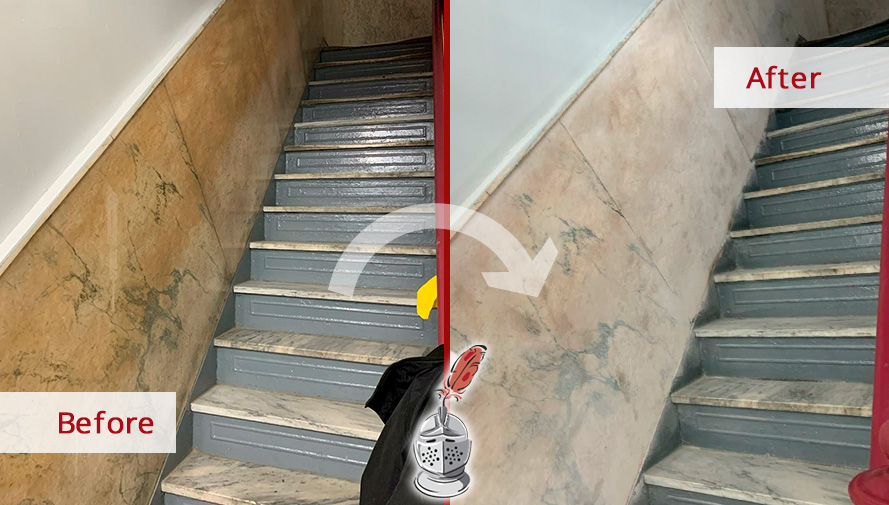 Image of a Marble Surface in a Residential Building After a Professional Stone Honing in Soho, NY
