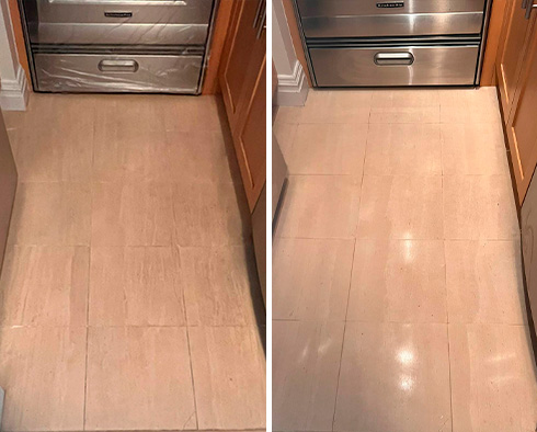 Marble Floor Before and After a Stone Polishing in Manhattan