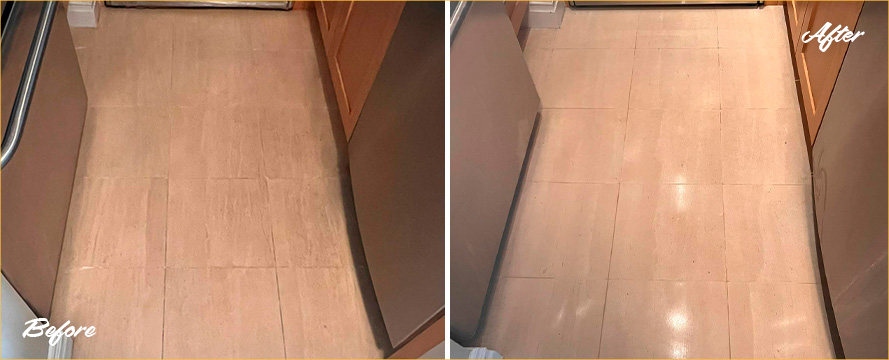 Marble Floor Before and After a Stone Polishing in Manhattan