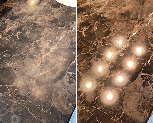 Vanity Top Before and After a Stone Cleaning in Harlem, NY