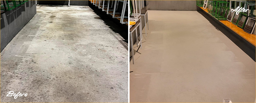 Floor Before and After our Professional Hard Surface Restoration Services in Manhattan, NY