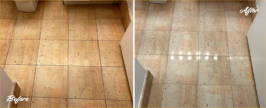 Floor Before and After Our Stone Polishing in Manhattan, NY