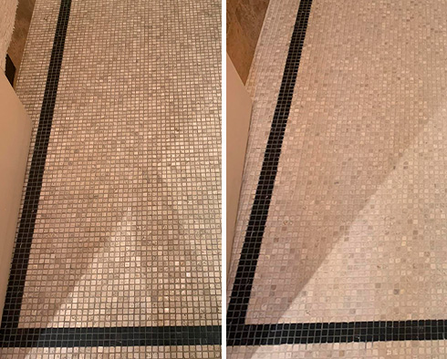 Floor Before and After a Grout Sealing in Upper East Side, NY