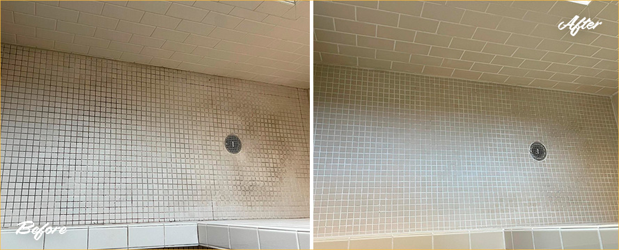 Shower Before and After a Superb Grout Cleaning in Manhattan, NY