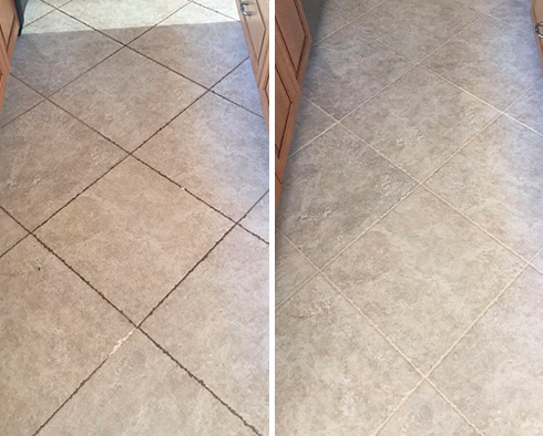 Floor Before and After a Grout Cleaning in Soho, NY