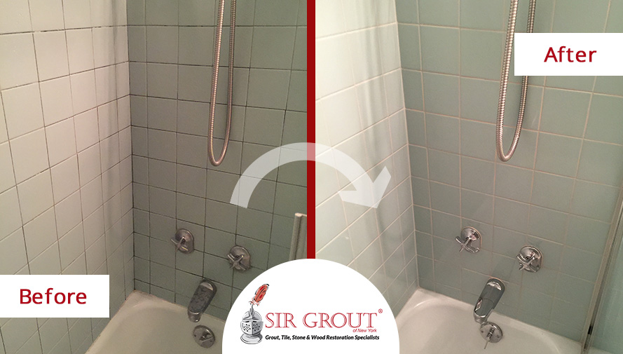 Shower Grout Cleaning and Sealing Brings Manhattan Bathroom Back to Life - Before and After
