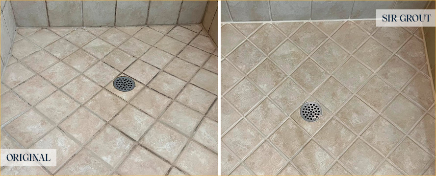 Shower Before and After a Flawless Grout Cleaning in Upper East Side, NY