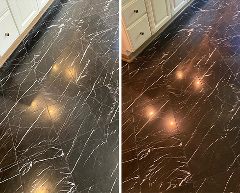 Marble Floor Before and After a Stone Polishing in Manhattan