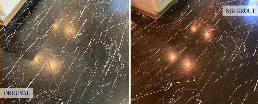 Marble Floor Before and After a Stone Polishing in Manhattan