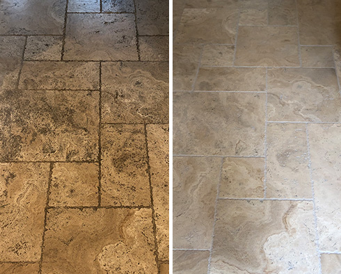 Floor Before and After a Stone Cleaning in Upper West Side, NY