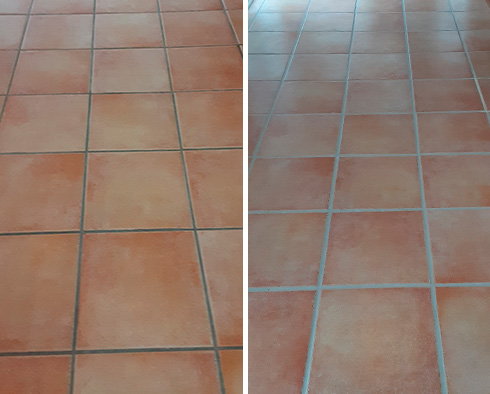 Floor Before and After a Grout Sealing in Chelsea, NY