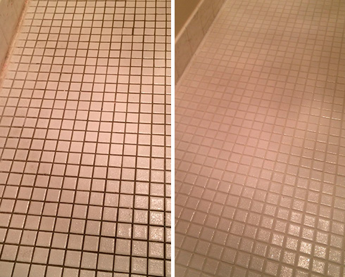 Floor Before and After a Grout Cleaning in Chelsea, NY