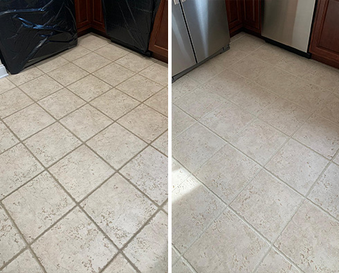 Kitchen Tile Before and After Our Chelsea Grout Cleaning Service