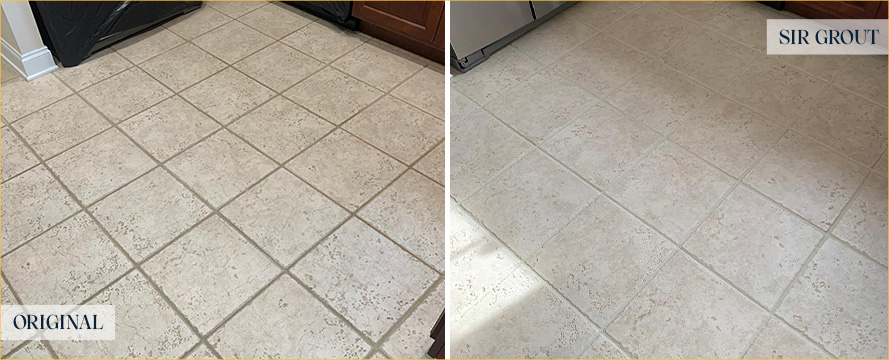 Kitchen Tile Before and After Our Chelsea Grout Cleaning Service