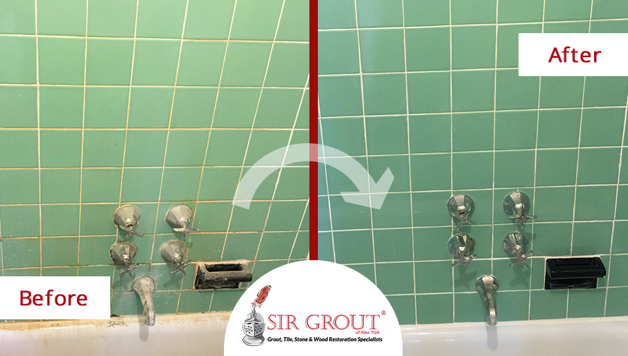 Tile and Grout Cleaning Job Transformed Dingy Manhattanville Bathroom - Before and After