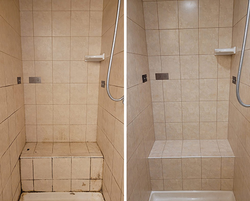 Shower Before and After Our Upper West Side Grout Cleaning Service