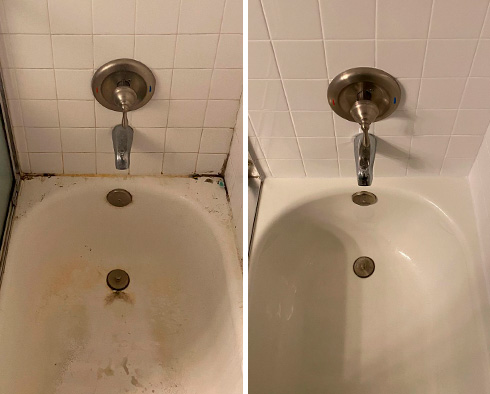 Shower Before and After Our Caulking Services in Soho, NY