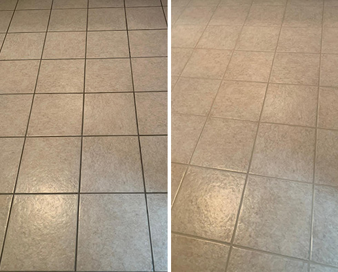 Tile Floor Before and After a Grout Sealing in Soho