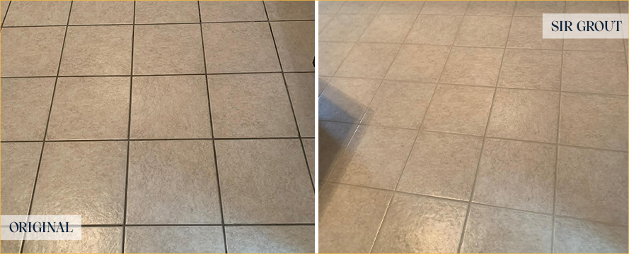 Tile Floor Before and After a Grout Sealing in Soho
