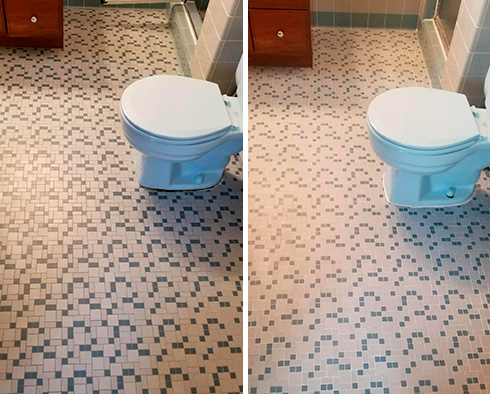 Floor Before and After a Grout Sealing in Upper West Side, NY