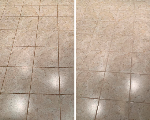 Floor Before and After a Grout Sealing in Manhattan, NY