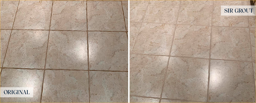 Floor Before and After a Flawless Grout Sealing in Manhattan, NY