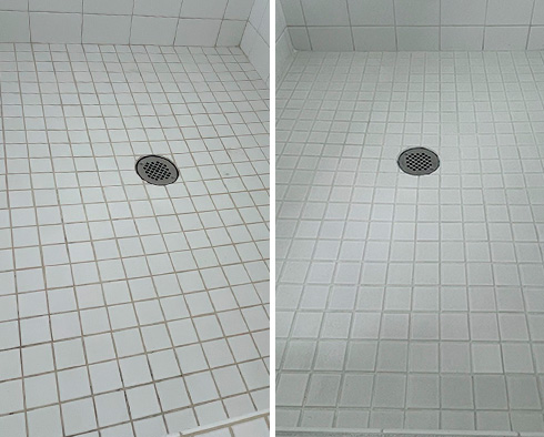 Shower Before and After a Grout Cleaning in Manhattan, NY