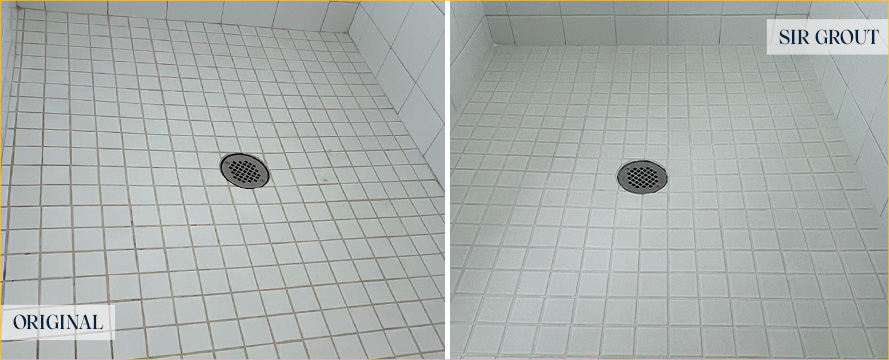 Shower Before and After an Excellent Grout Cleaning in Manhattan, NY