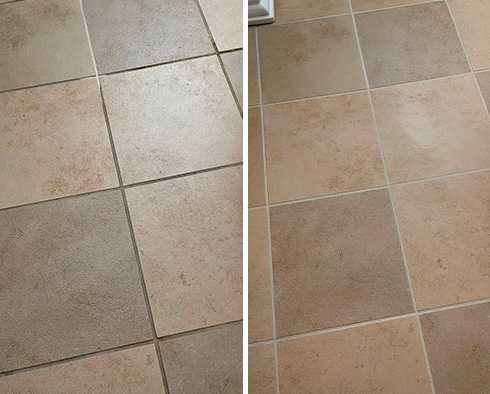 Tile Floor Before and After Our Chelsea Tile and Grout Cleaners Work