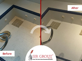 Before and After Picture of a Grout Sealing Service in Manhattan, NY