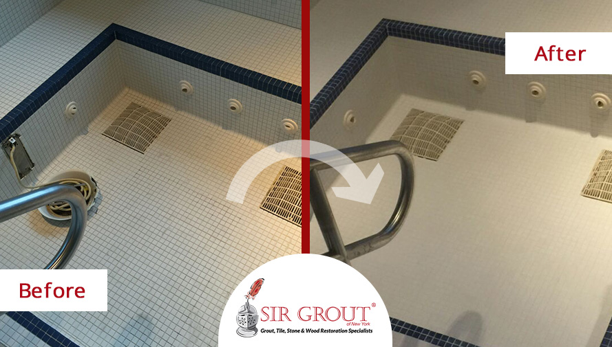 Before and After Picture of a Grout Sealing Service in Manhattan, NY