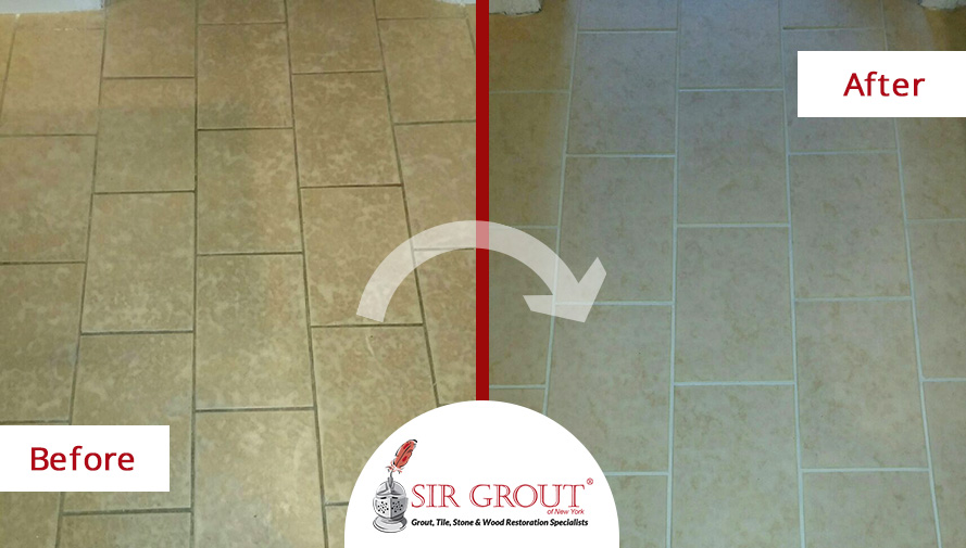 Before and After Picture of a Grout Cleaning Service in Upper West Side, New York
