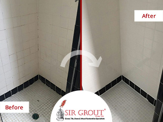 Before and After Picture of a Grout Cleaning and Sealing Service in Chelsea, NY 