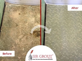 Before and After Picture of a Tile Cleaning Service in Manhattanville, NY
