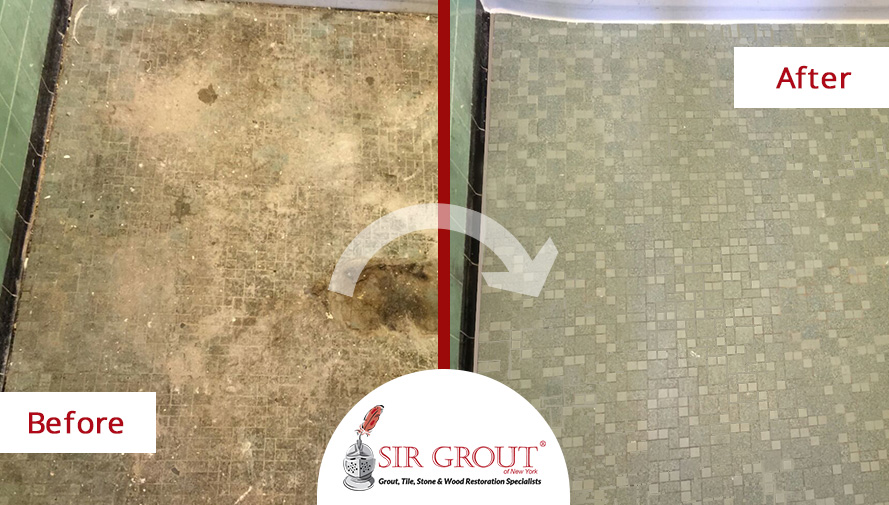 Before and After Picture of a Tile Cleaning Service in Manhattanville, NY