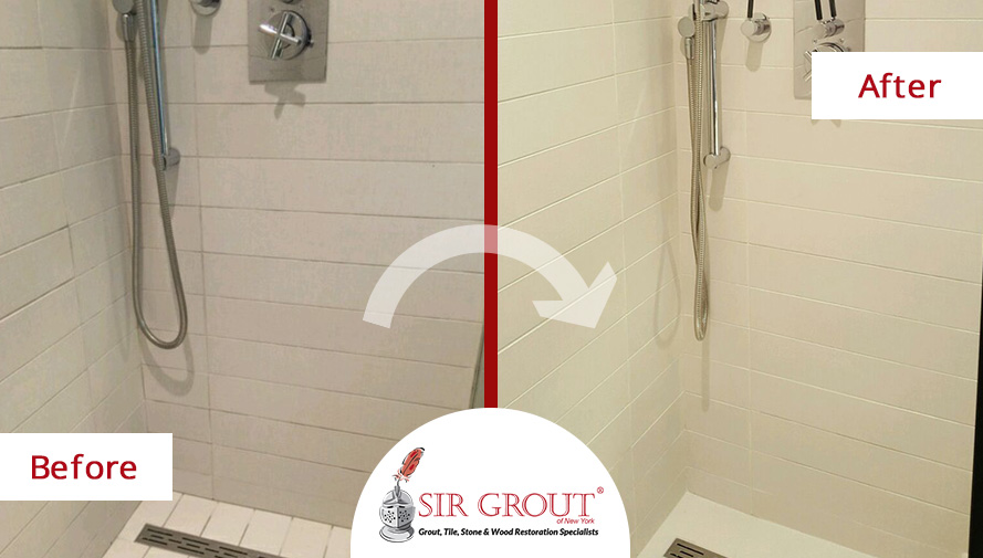 Before and After Picture of a Grout Cleaning Service in Astor Row