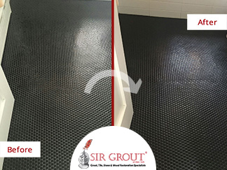 Before and After Picture of Tiles' Grout Recoloring Service in Upper East Side, New York