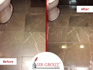 Before and After Picture of a Stone Polishing Service in Manhattan