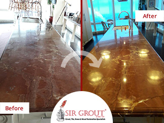 Before and After Picture of a Stone Polishing Service in Manhattan